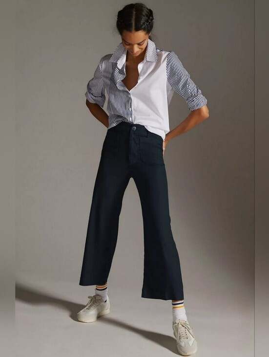 Maeve Pants - Maeve Colette European Linen Stretch High-Rise Wide-Leg Pants 27